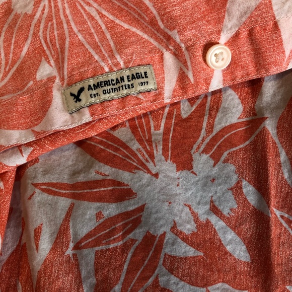 American Eagle Peach & Palms Tropical Shirt - Picture 3 of 4